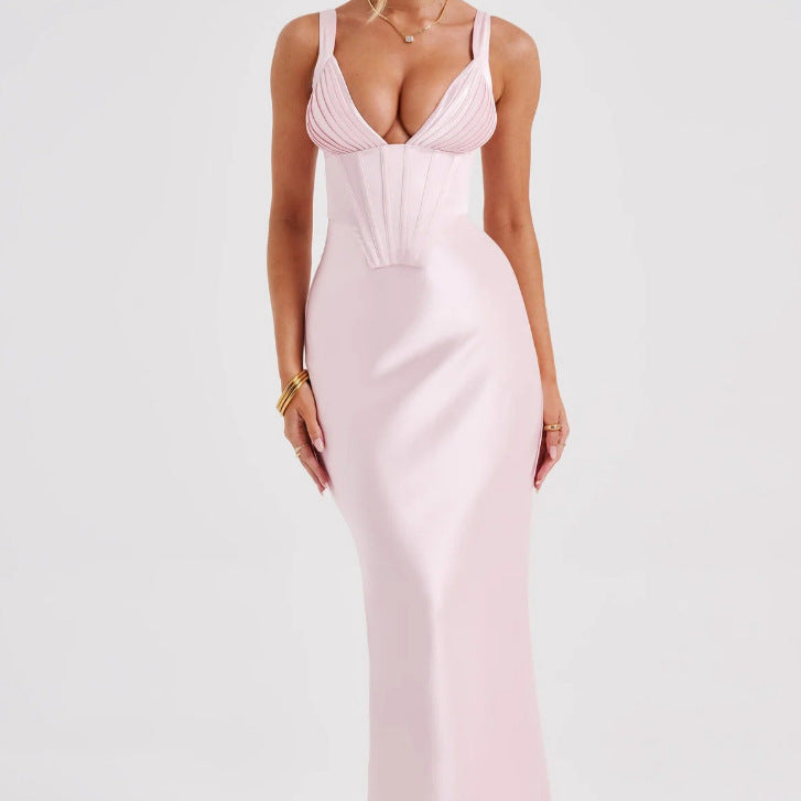 Damen Abendkleid mit Korsett-Oberteil und schimmerendem Finish Drune
