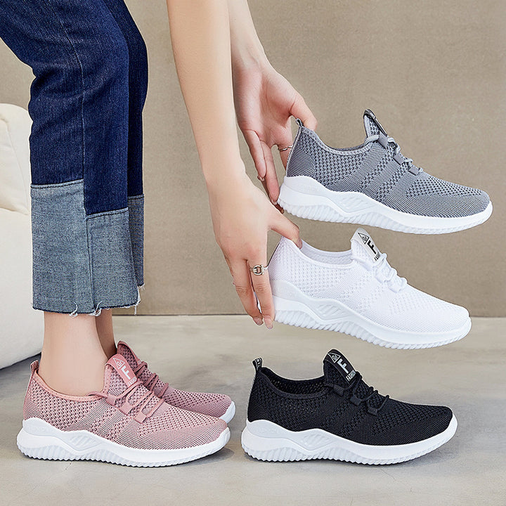 Damen nan ultraleichter 3D-Strick Slip-On Sneaker mit elastischer Schnürung, Zuglasche und dämpfender EVA-Mittelsohle Drune