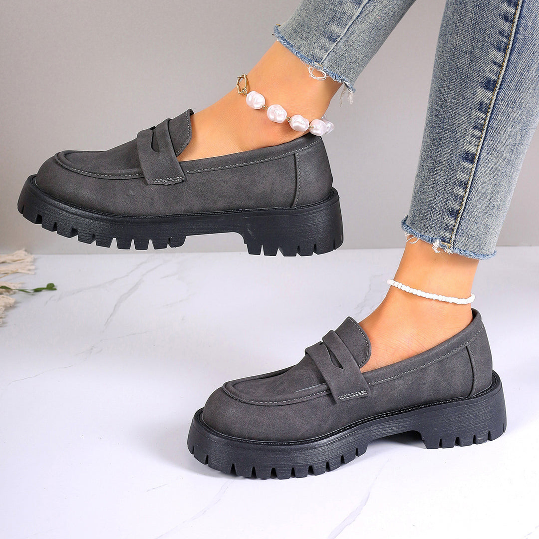 Damen nan Plateau-Loafer mit Profilsohle und Velourslederoptik Drune