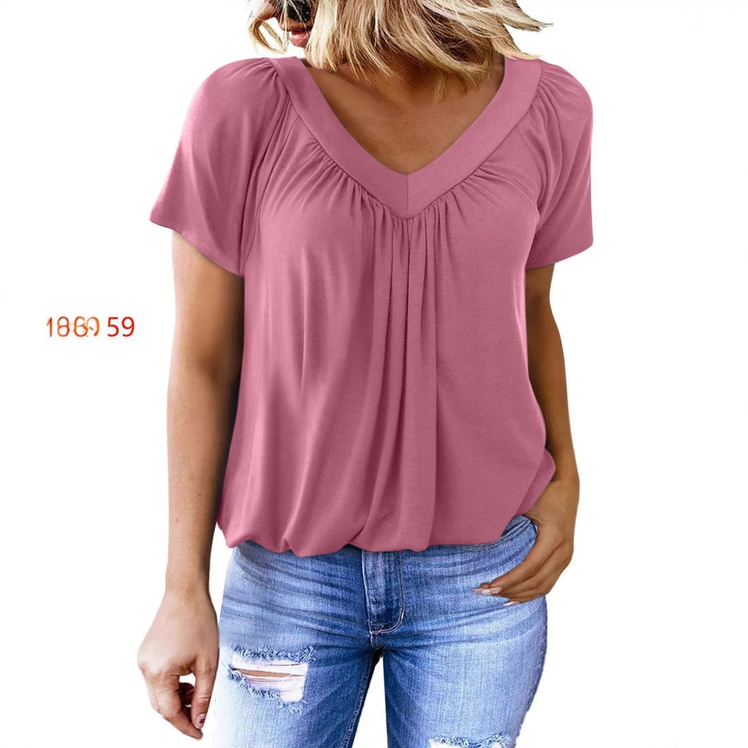 Damen V-Ausschnitt Bluse mit weichem Fall und modischem Schnitt Drune