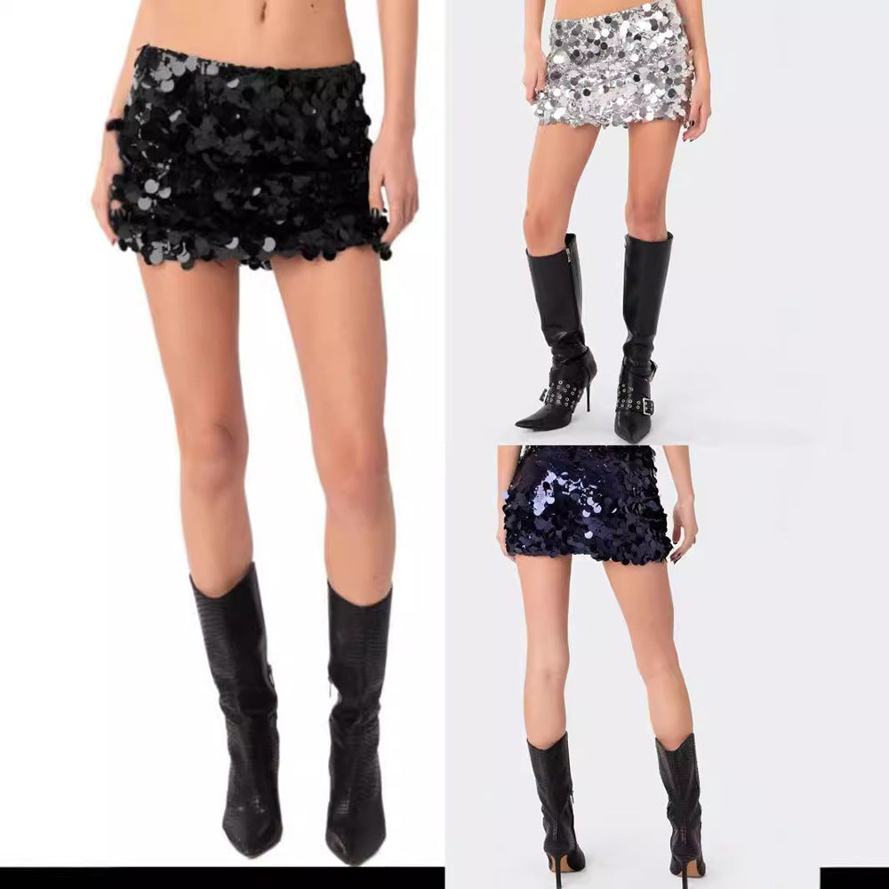 Damen Glitzernder Minirock mit Pailletten Drune