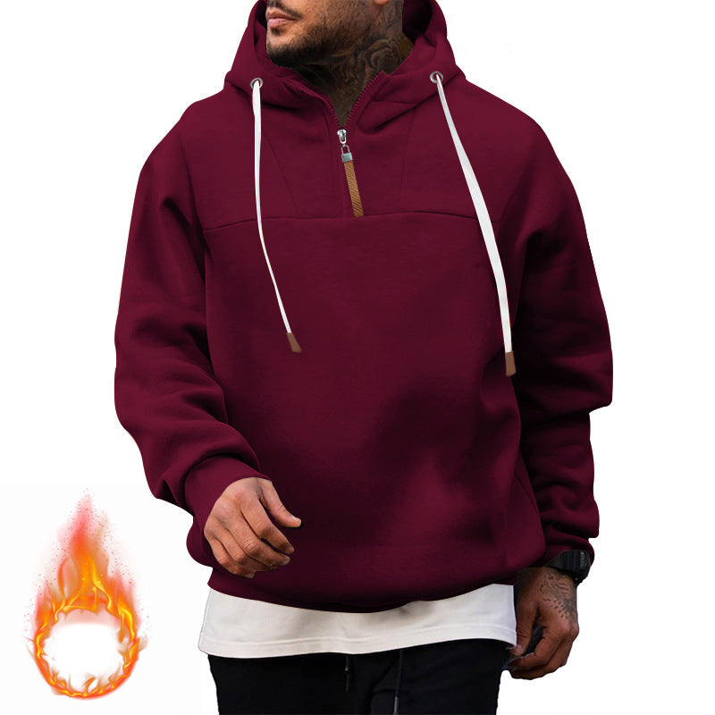 Herren Hoodie mit hohem Kragen und innovativem Reißverschluss Drune