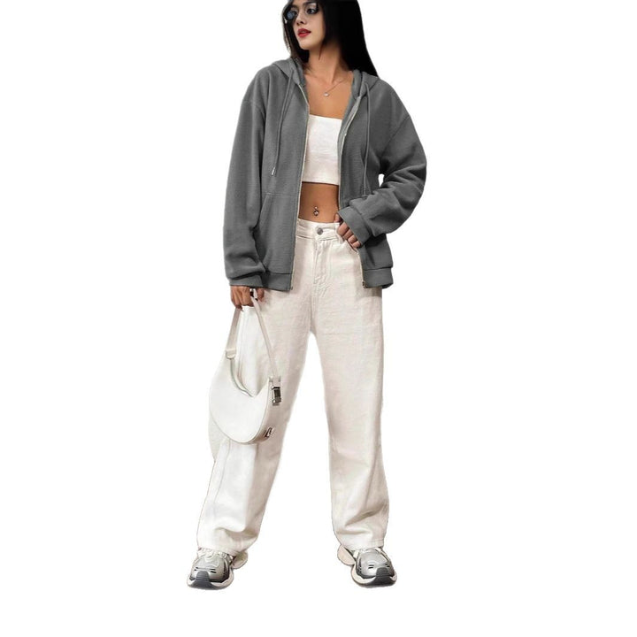 Damen Fleecejacke mit Kapuze und Reißverschluss Drune