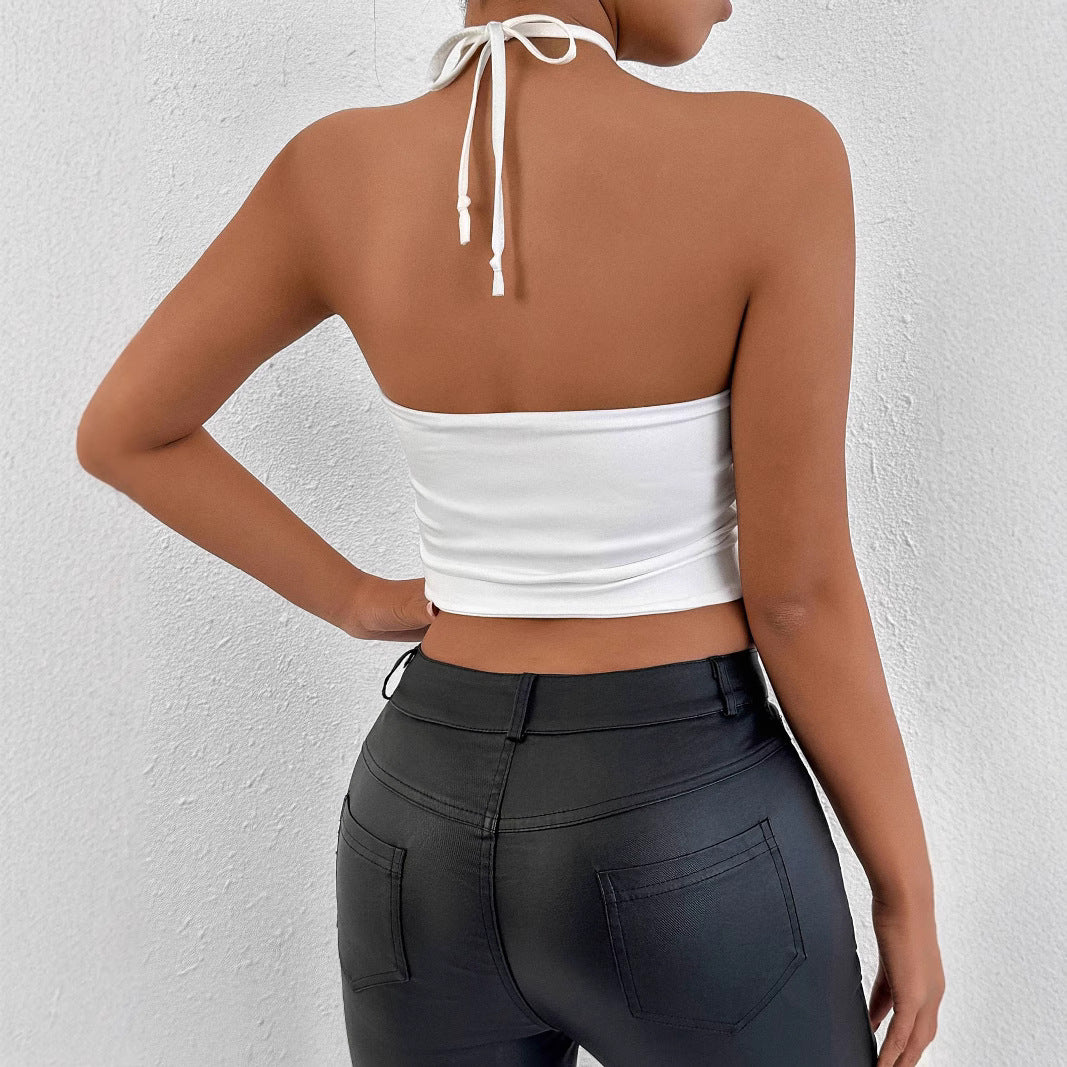 Damen Crop-Top mit Kreuzträgern und figurbetontem Schnitt Drune
