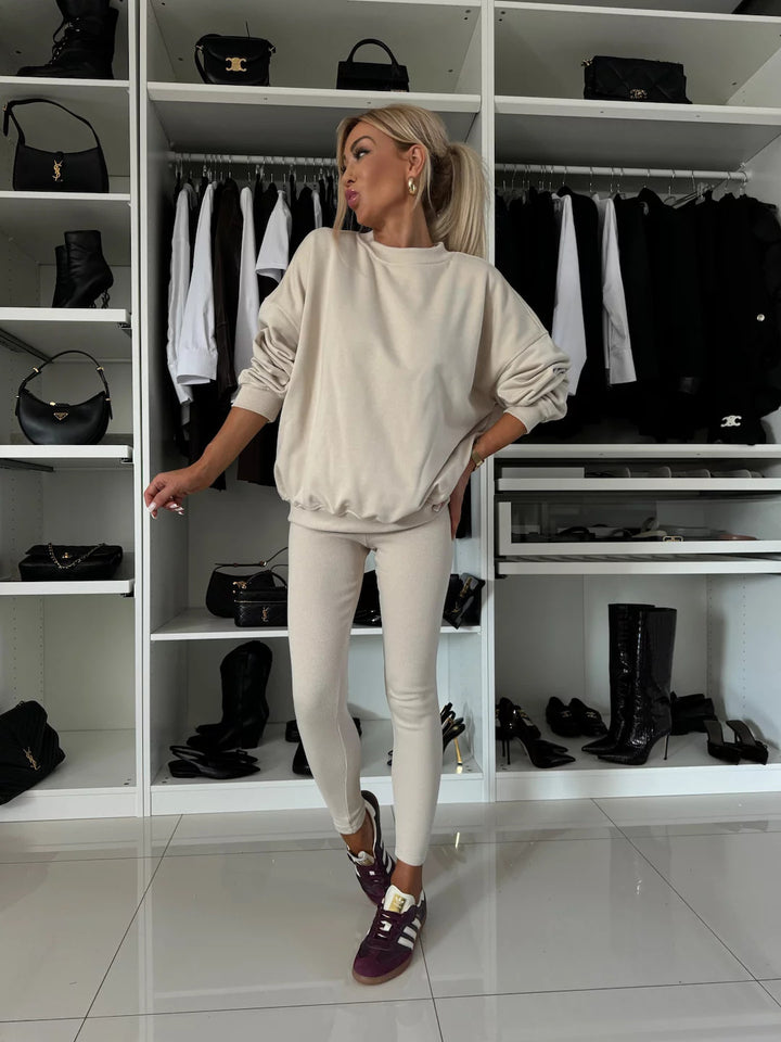 Damen Oversized Sweatshirt und Sportleggings Set Drune