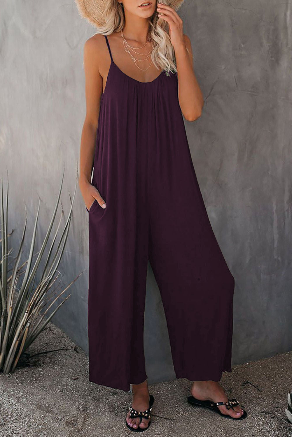 Damen Lässiger Jumpsuit mit weitem Schnitt und praktischen Taschen Drune