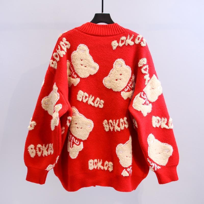 Damen Kuscheliger Cardigan mit Bärenmotiv Drune