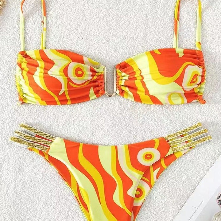 Damen Triangel-Bikini mit elegantem Raffungseffekt und modischen Akzenten Drune