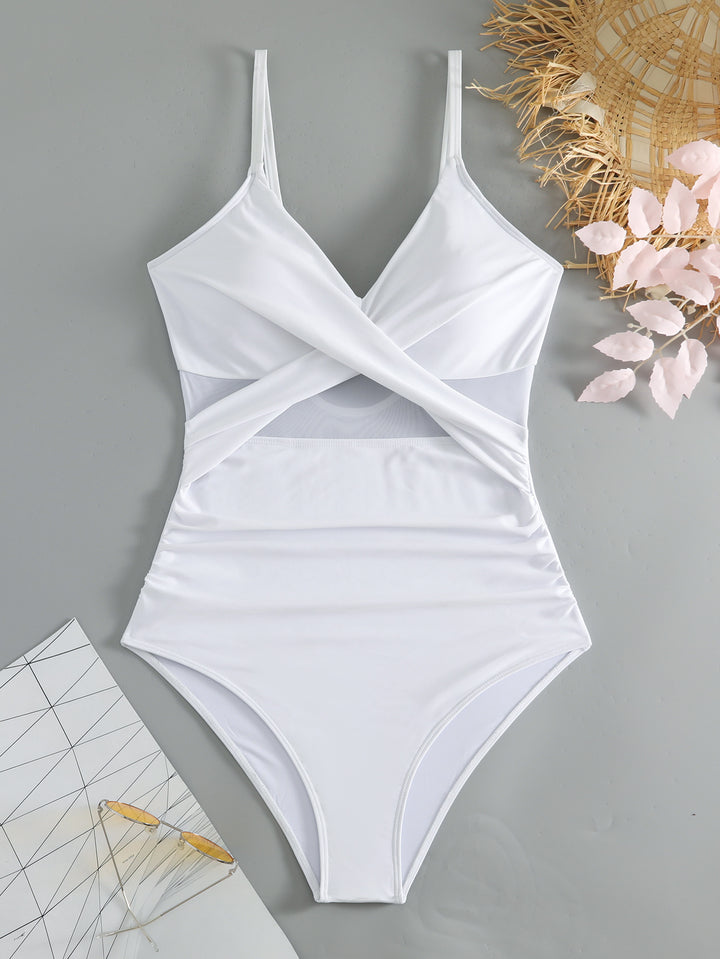 Damen Einteiler Badeanzug mit gekreuztem Design Drune