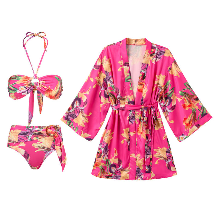 Damen Bikiniset mit floralem Design und modischem Wickelband Drune