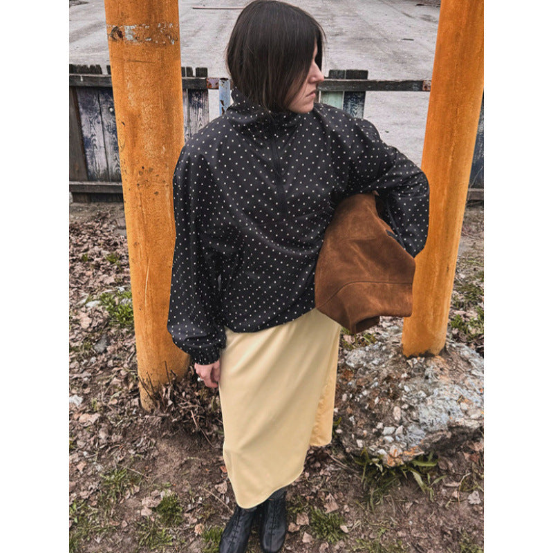 Damen modische Übersize Jacke mit Punkten Drune
