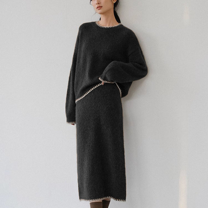 Damen Strickensemble mit lässigem Schnitt und dekorativen Details Drune