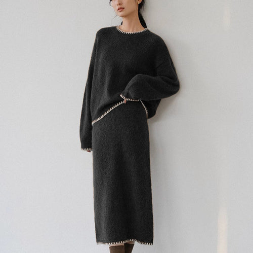 Damen Strickensemble mit lässigem Schnitt und dekorativen Details Drune