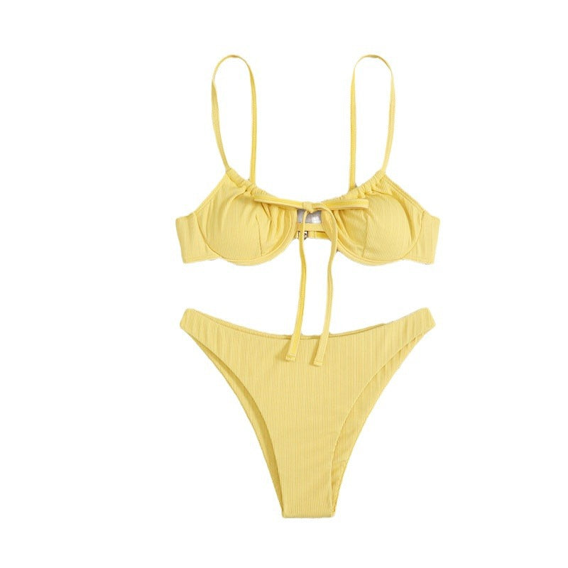 Damen Bikini-Set mit verstellbaren Trägern und raffiniertem Knoten Drune