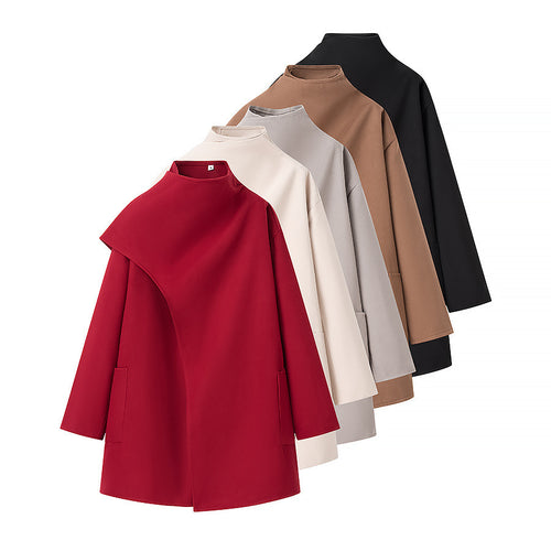 Damen Modische Überjacke mit asymmetrischem Schnitt und praktischen Taschen Drune