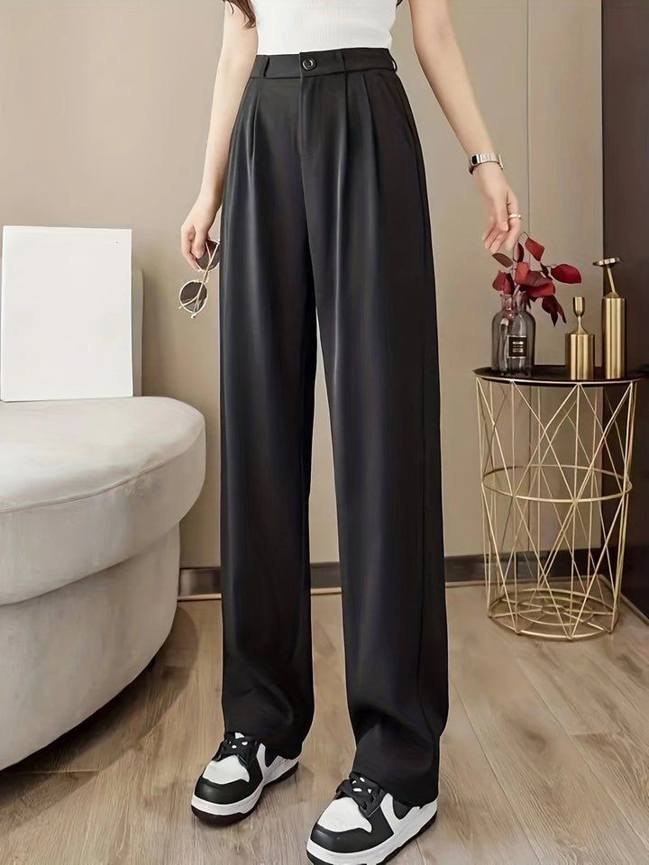 Damen weite High-Waist Hose mit Falten Drune