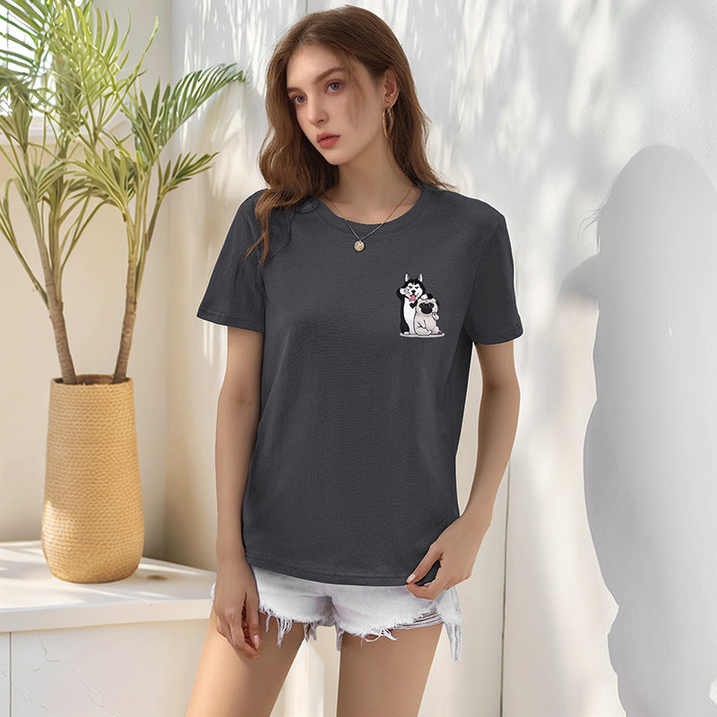 Damen T-Shirt mit verspieltem Tiermuster und hochwertigem Baumwollstoff Drune