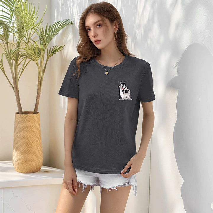 Damen T-Shirt mit verspieltem Tiermuster und hochwertigem Baumwollstoff Drune