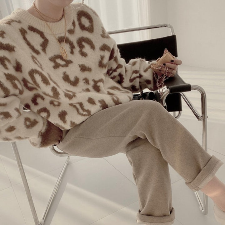 Damen Großer Pullover im Animal-Print Design Drune