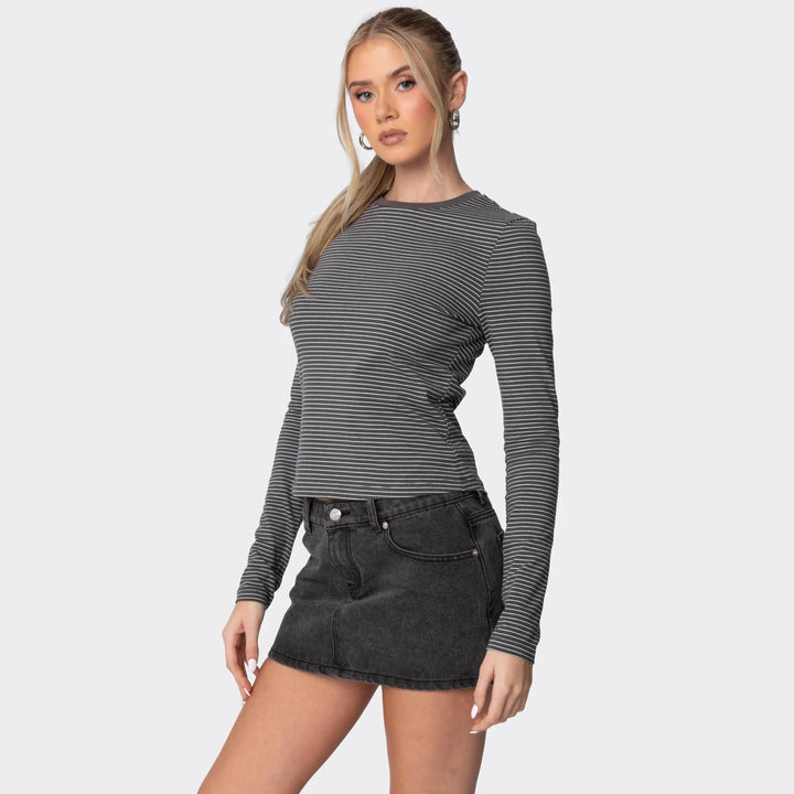 Damen Langarmshirt mit bequemen Schnitt und feinen Streifen Drune