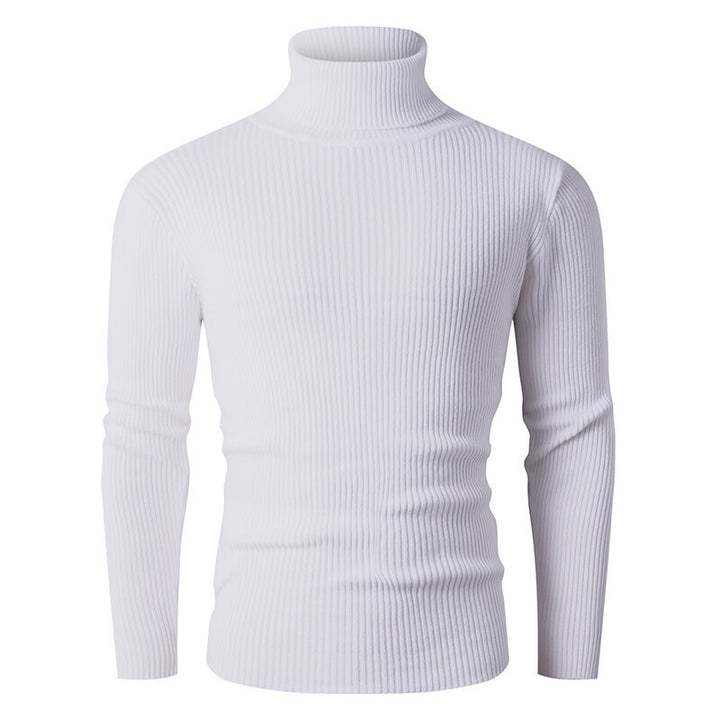 Herren nan taillierter Rippen-Strick Rollkragenpullover Slim Fit Drune