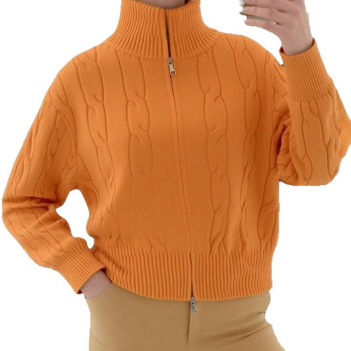 Damen Strickpullover mit hohem Kragen und Reißverschluss Drune