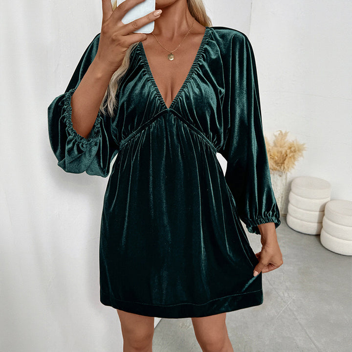 Damen samtiger Wickelkleid Drune