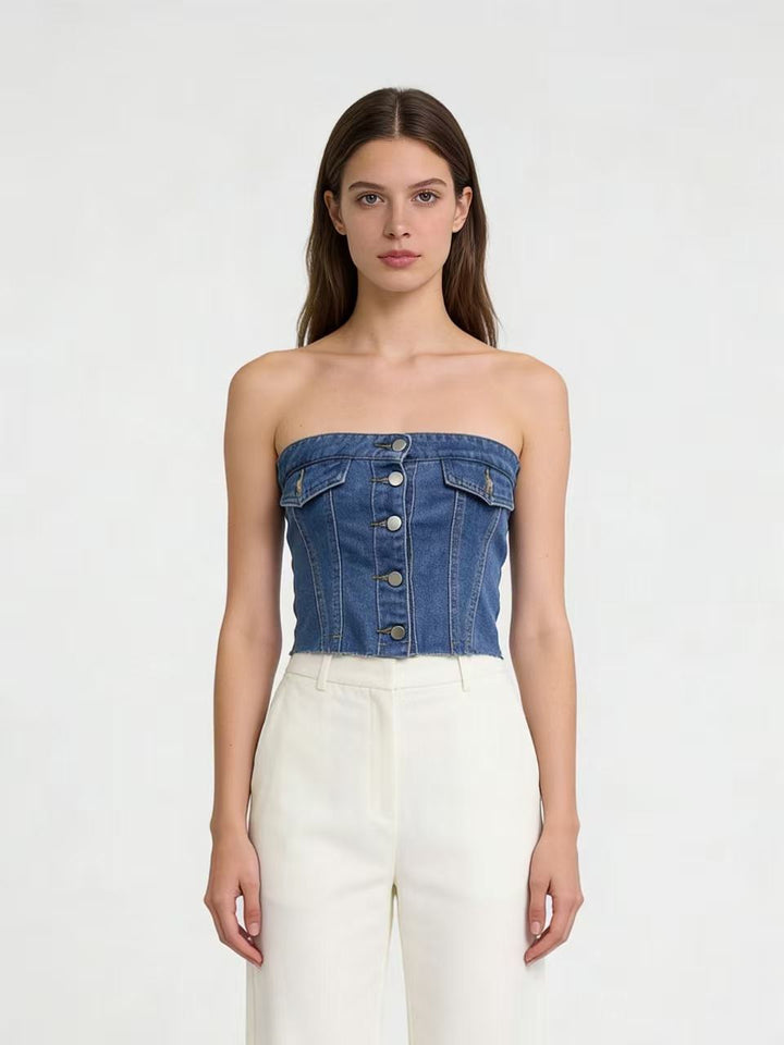 Damen Jeans Bustier Top Drune