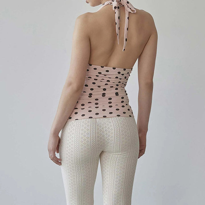Damen Spaghetti-Trägertop mit Rüschen und verspieltem Punkte-Design Drune
