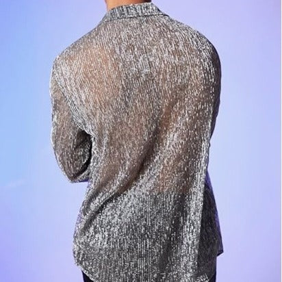 Damen nan schimmernde Crinkle-Hemdbluse mit Viskose-Optik Hemdkragen und Manschetten Drune