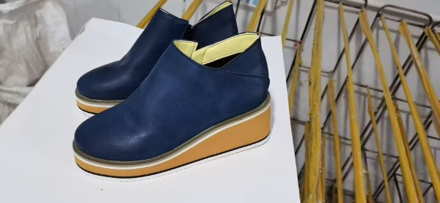 Damen nan orthopädische Keilabsatz Slipper aus Leder Drune