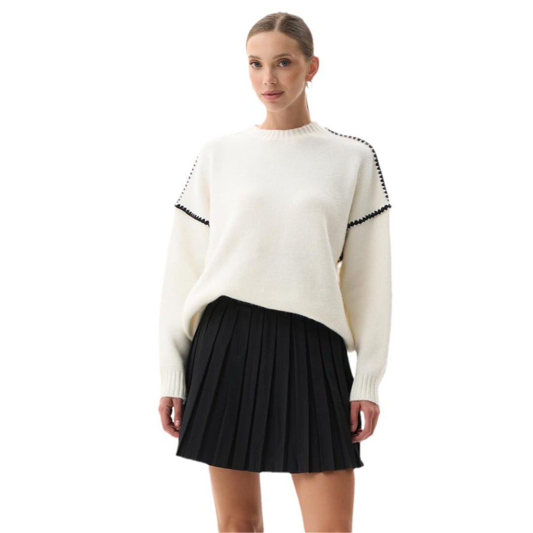 Damen eleganter Strickpullover mit einzigartigen Rippstrukturen und modischen Akzenten Drune