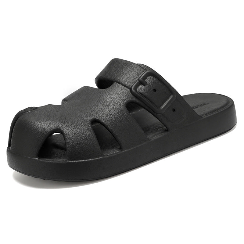 Damen nan geschlossene Sandalen-Pantolette mit ergonomischem Fußbett, verstellbarer Schnalle und rutschfester EVA-Laufsohle Drune