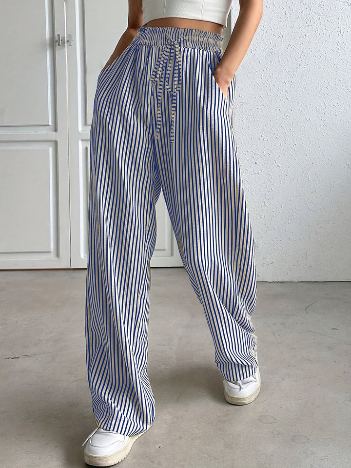 Damen Weite Streifen-Hose Drune