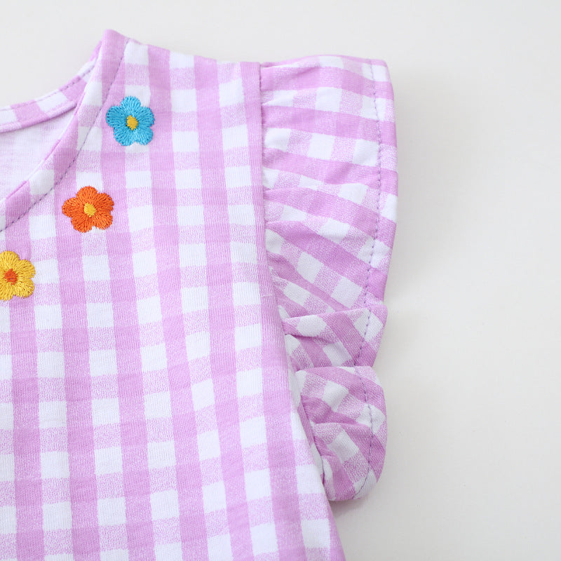Mädchen Sommerkleid mit liebevollen Blumenstickereien Drune