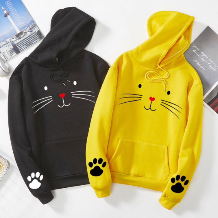 Damen Kapuzenpullover mit süßem Katzenmotiv Drune