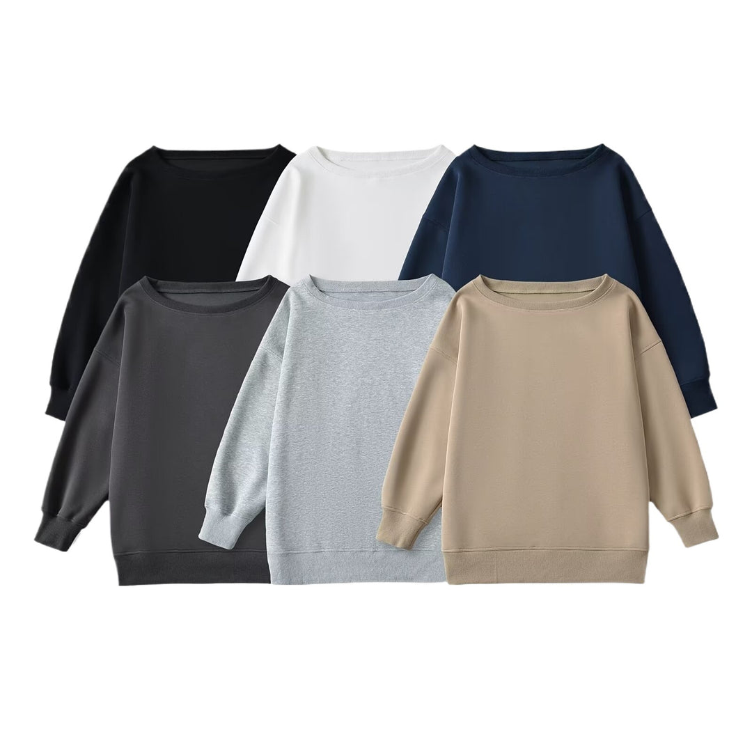 Damen lässiger Oversize-Sweatshirt mit leichtem Stoff Drune