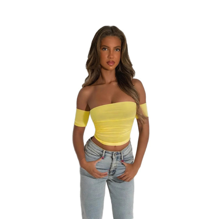 Damen Off-Shoulder Bluse aus elastischem Material mit figurformendem Schnitt Drune