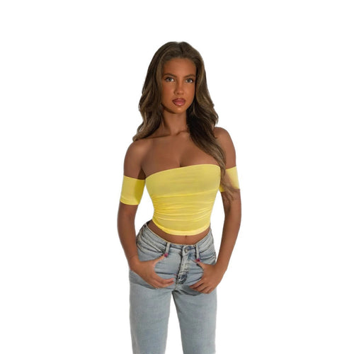 Damen Off-Shoulder Bluse aus elastischem Material mit figurformendem Schnitt Drune