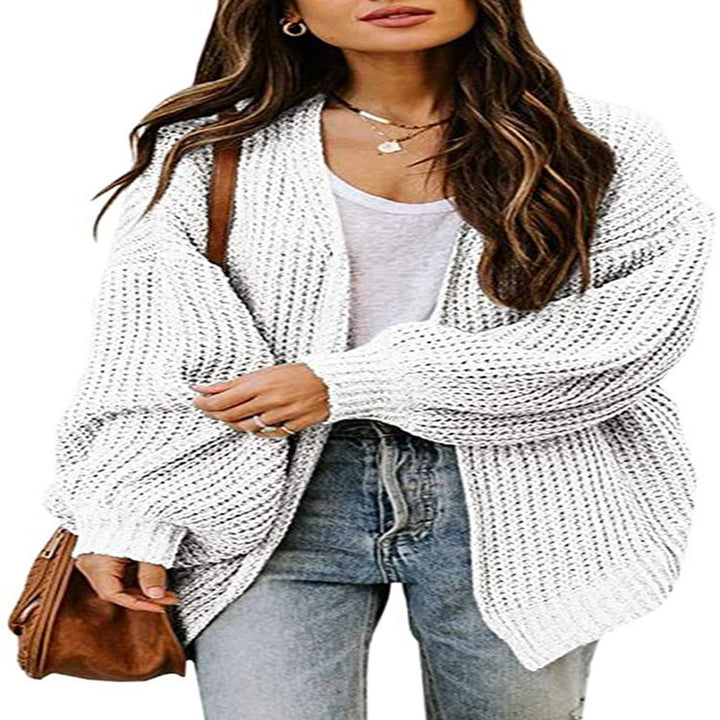 Damen Grobstrick-Pullover mit voluminösen Ärmeln und lässigem Schnitt Drune