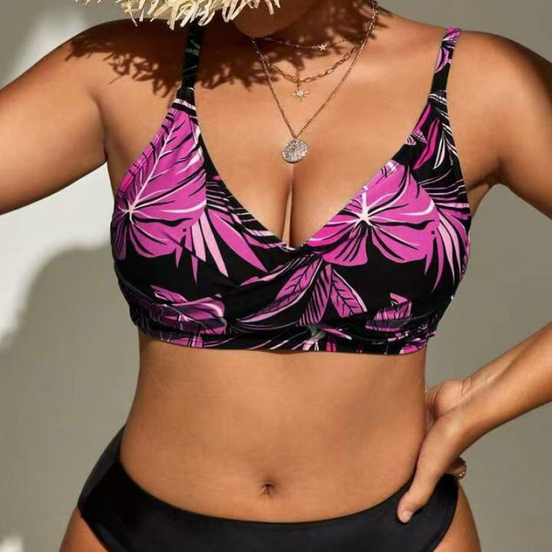 Damen Bikini-Top mit tiefem V-Ausschnitt und floralem Design Drune