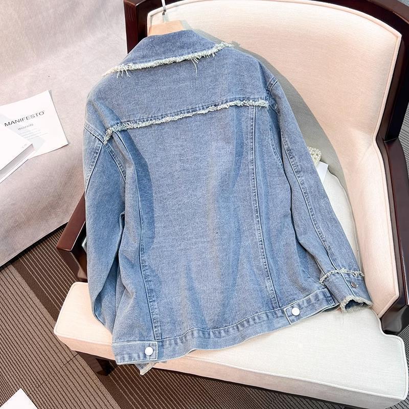 Damen modische Denimjacke mit fransigen Details Drune
