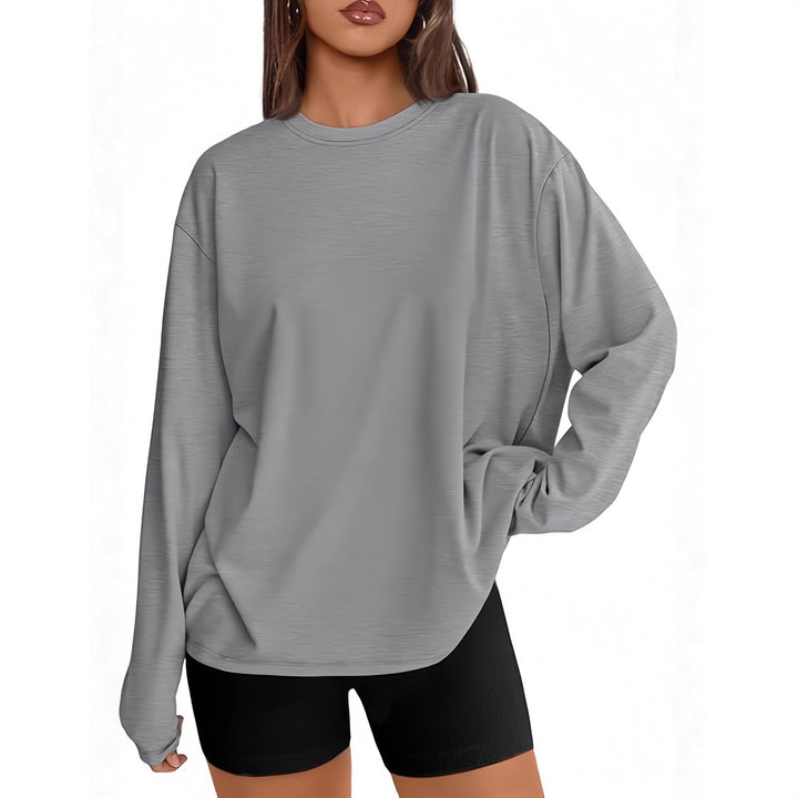 Damen Lässiges Sweatshirt mit übergroßen Ärmeln und Rundhalsausschnitt Drune