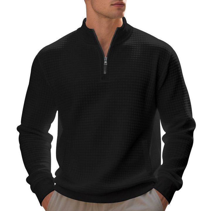 Herren sportlicher Pullover mit Reißverschluss und strukturierter Oberfläche Drune