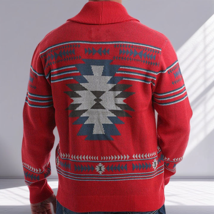 Herren Strickjacke mit modernem geometrischem Muster und praktischen Taschen Drune