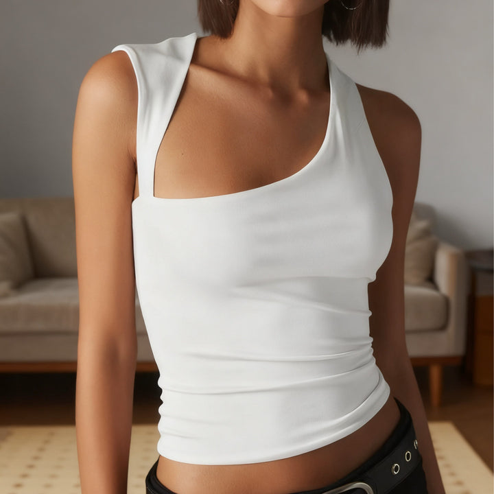 Damen Asymmetrisches Oberteil mit figurbetontem Schnitt und breiten Trägern Drune
