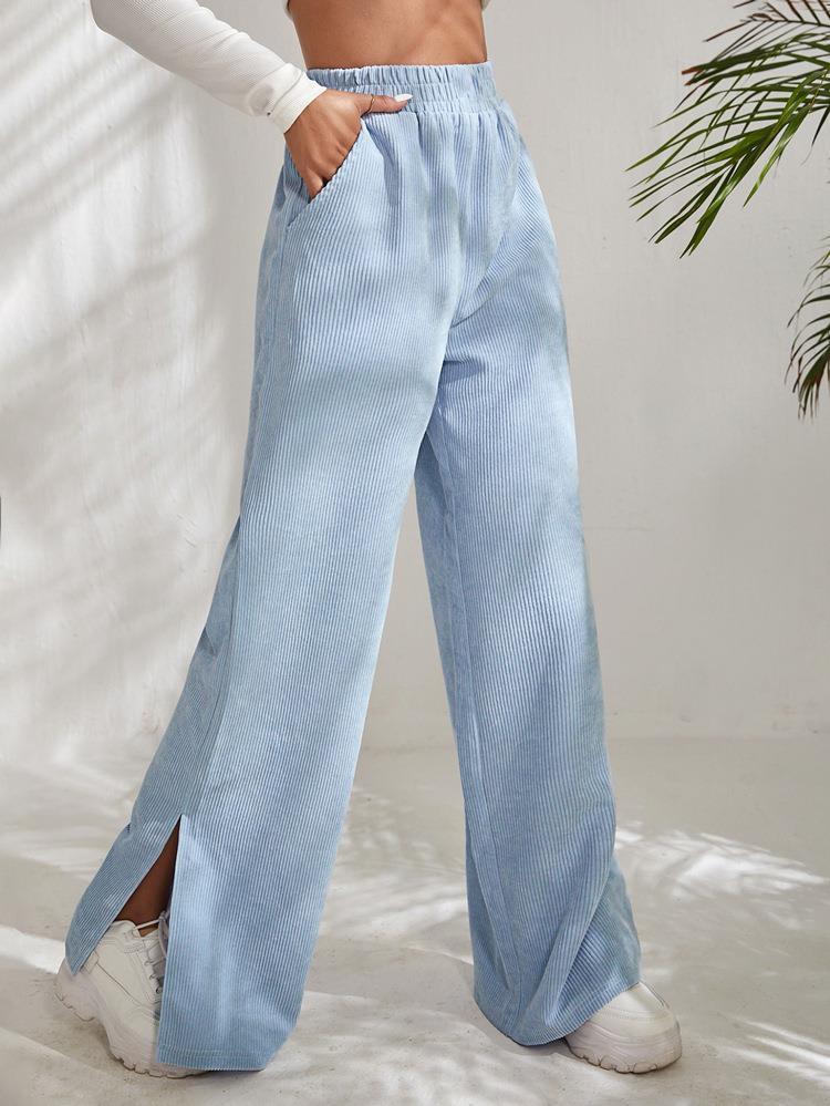 Damen Weite Plissierte Hose mit elastischem Bund und praktischen Taschen Drune