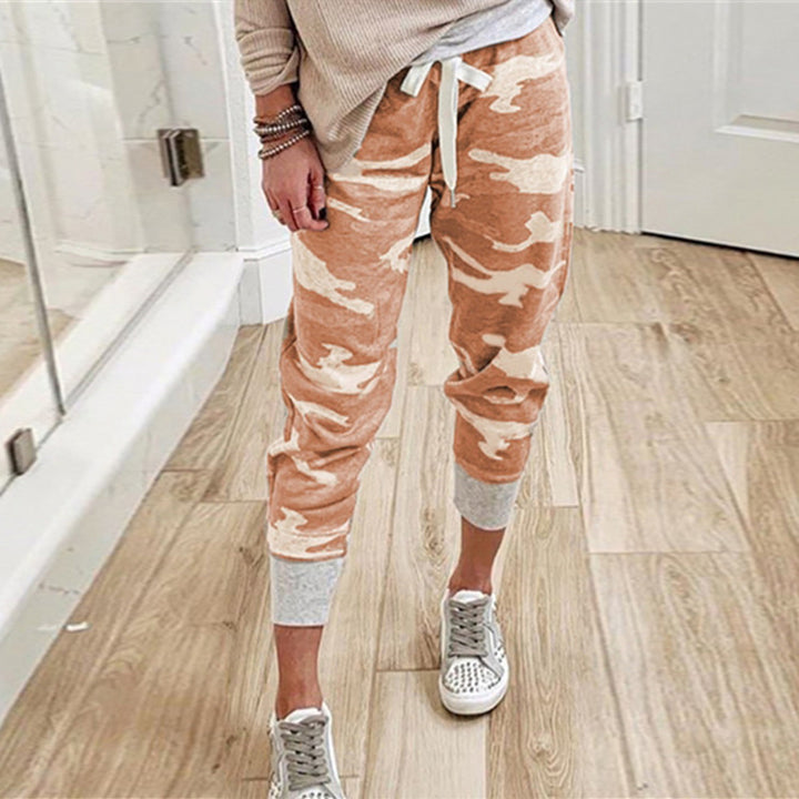 Damen bequeme Camouflage Jogginghose mit elastischem Bund und Bündchen Drune
