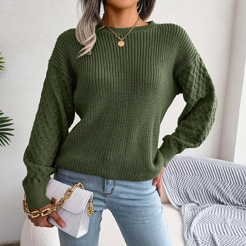 Drune | Schlichter Pullover Aus Einfarbigem Strickdesign