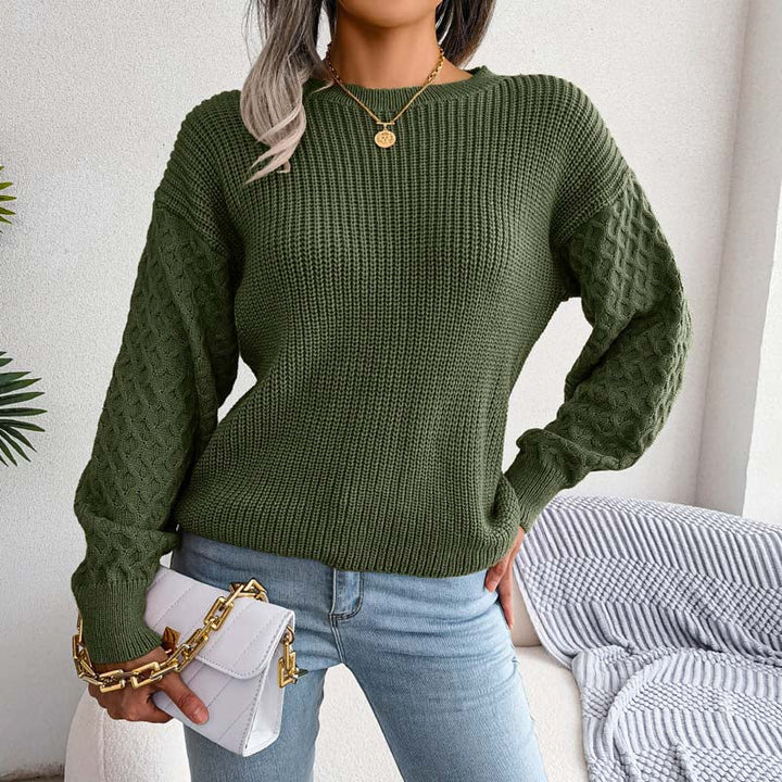 Drune | Schlichter Pullover Aus Einfarbigem Strickdesign
